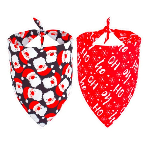 PTDECOR 2 Pack Dog Bandana Christmas Dog Scarf Reversible Triangle Bibs Kerchief Set Pet Christmas Accessories Bandanas for Small Medium Large Dogs Pets (Style 1)