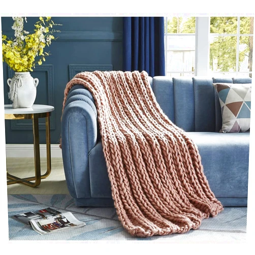 Cozy Tyme T177-20BHT-UE 50 x 70 in. Sinclair Channel Knit Throw Blanket, Blush