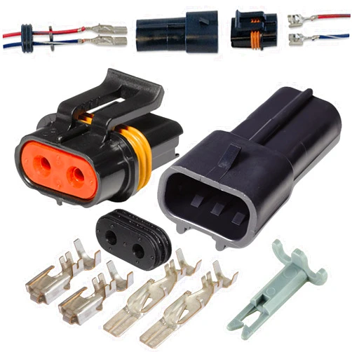 Aptiv (formerly Delphi) 2 Pin Metri-Pack Waterproof Connector 10-12awg Terminals and Seals 46Amp (10-12 GA (1set))