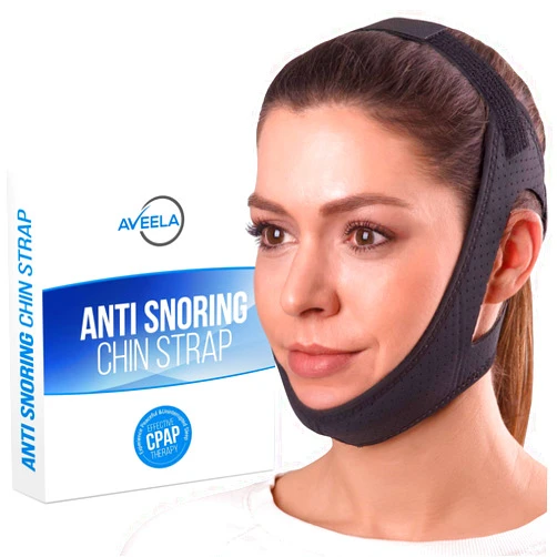 AVEELA Chin Strap for Sleeping by AVEELA | CPAP Chin Strap in 3 Sizes, Anti Snoring Devices for Men and Women | Double Airflow Jaw Strap, Stop Snoring Solution Chin Strap - Medium Chin Strap for CPAP Users