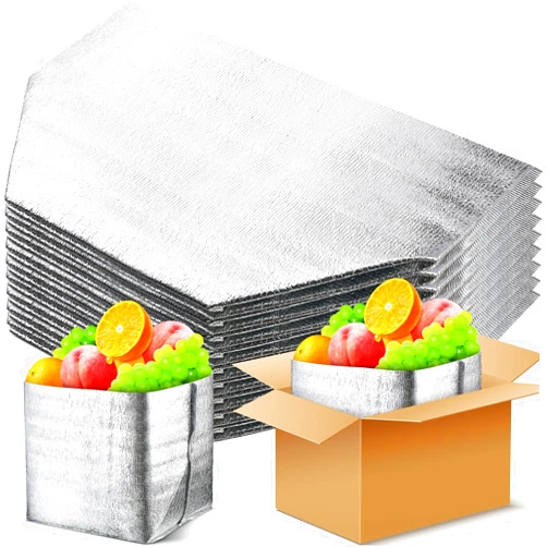 Yungyan 100 Pcs Foil Insulated Box Liners10 x 10 x 10 Inch Silver Insulated Shipping Boxes Leakproof Thermal Bag for Frozen Food, Odorless Cold Shipping Containers for Frozen Fish, Meat, Cosmetics