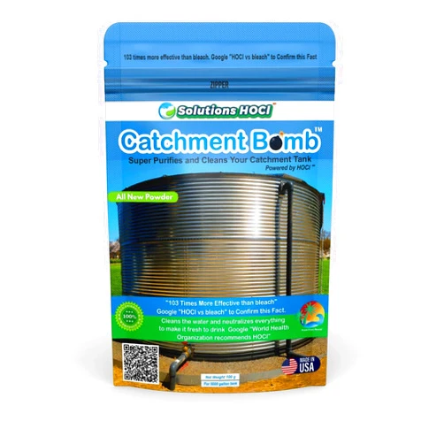 Solutions HOCL Power Clean with HOCL Catchment Tank Cleaner Crystals Bomb Underground Water Tank Cleaning - Super Cleans your Catchment - treats 5,000 gallons - 100 Grams Pack