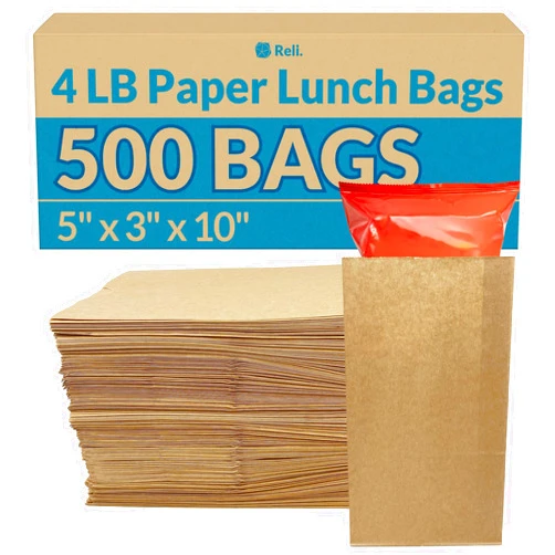 Reli. Brown Paper Bags | 500 Count | Paper Lunch Bags Ideal for Small Lunches and Crafts | Perfect for Sandwiches and Snacks