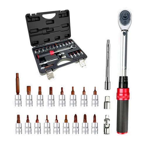 SETTECH 22PCS Bike Torque Wrench Set,1/4inch Drive Click Torque Screwdriver,17.7-194.7IN.LB/ 2-22NM,Bicycle Tool Kit With Allen Wrench,Torx Bit Set and Dual-Direction Reversible Ratcheting Wrench Set