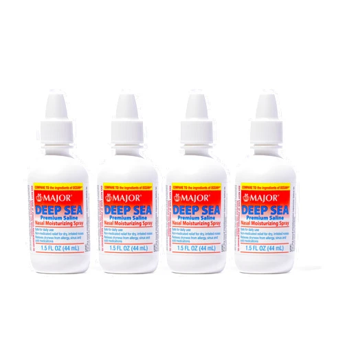 MAJOR Deep Sea Premium Saline - Nasal Moisturizing Spray for Dryness and Irritation Relief - Sodium Chloride 0.65% - 1.5 Fl. Oz (4 Pack)