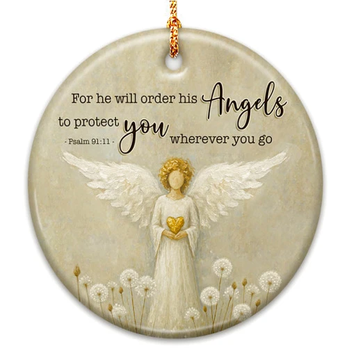 SOL VIBES Angels Ornament – Inspirational Christmas Ornament, Guardian Angel Protection Gift Ideas, Xmas Decoration, Religious Faith Decor for Tree, Angel Protect Memorial Keepsake
