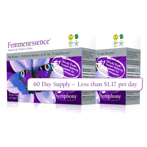 Symphony Natural Health Femmenessence MacaPause – Clinically Proven for Post Menopause, Natural Hormone Balance Supplements for Women, Bone and Heart Health, Symptom Relief, 240 Organic Maca Root Capsules, 60-Day Supply