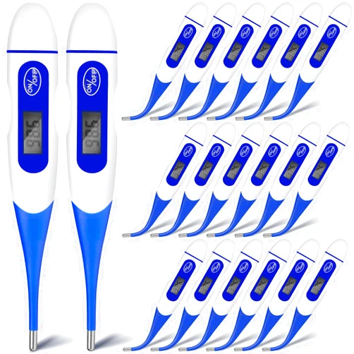 TrelaCo 20 Pcs Thermometer for Adults Digital Oral Thermometer for Fever Basal Body Fast Reading Flexible Tip for Underarm Rectal Mouth Temperature Measurement