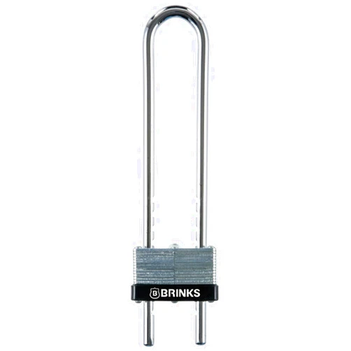BRINKS - 44mm Laminated Steel Keyed Padlock with Adjustable Shackle - Chrome Plated with Hardened Steel Shackle