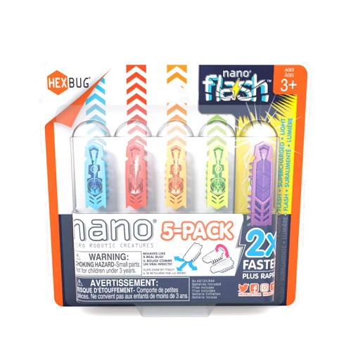 Innovation First Trading SARL, Inc. HEXBUG Nano 5 Pack - 4 nanos Plus Bonus Flash Nano - Sensory Vibration Toys for Kids and Cats - Small HEX Bug Tech Toy - Batteries Included - Multicolor