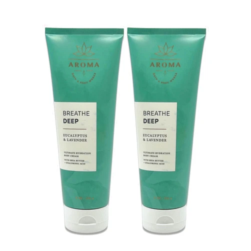 Bath & Body Works - Aromatherapy - Breathe Deep Eucalyptus & Lavender - Ultimate Hydration Body Cream - Pack of 2-8oz