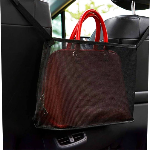 Denvosi Car Net Pocket Organizer Handbag Holder, Driver Storage Netting Pouch, Car Mesh Organizer, Car Hooks for Purses and Bags Front Seat, Handbag Holder for Car