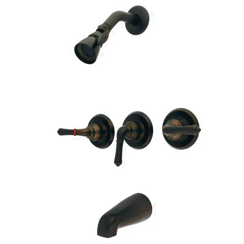 Kingston Brass GKB235 Magellan Tub and Shower Faucet with Three Handles, Oil Rubbed Bronze, 11.68 x 8 x 7.75