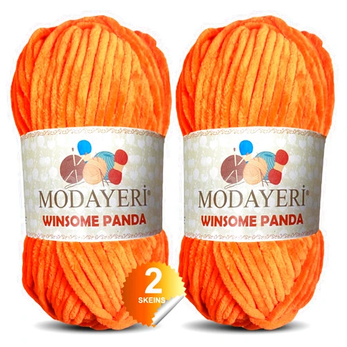 Modayeri alışverişte yeni moda Super Bulky Chenille Yarn for Crocheting - Soft and Plush 2 Skeins 264 Yards 2x100g - Baby Blanket Yarn for Knitting, Crocheting, Crafts & Amigurumi Yarn (316 - Orange)