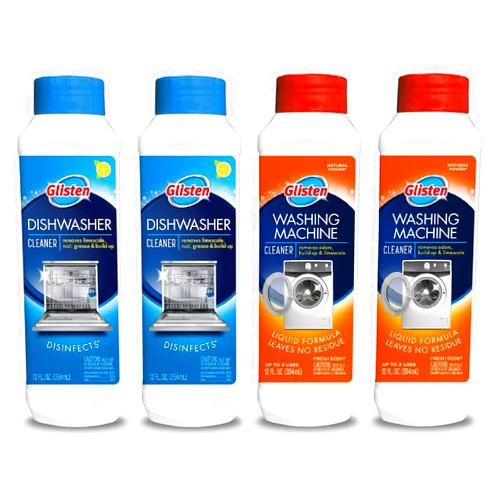 Glisten Dishwasher Magic Machine Cleaner and Disinfectant 2-Pack and Washer Magic Washing Machine Cleaner and Deodorizer 2-Pack