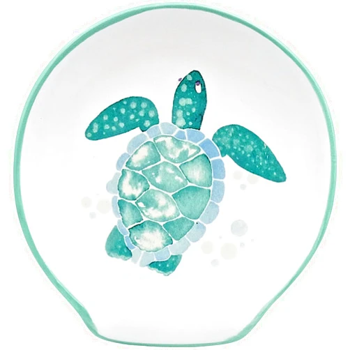 Woobud Turtle Spoon Rest - Coastal Ocean Nautical Decor, Teal Kitchen Accessories and Decor Turquoise Kitchen, Hawaiian Beach Themed Kitchen Decor for Stove Top Counter, Cute Sea Turtle Christmas Gifts