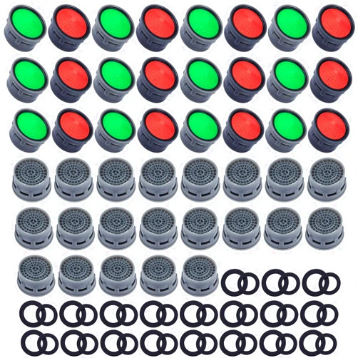 Honoson 40 Pieces Faucet Aerator Flow Restrictor Insert Faucet Aerators Replacement Parts for Bathroom or Kitchen, Red(2.2 GPM) and Green(1.5 GPM)