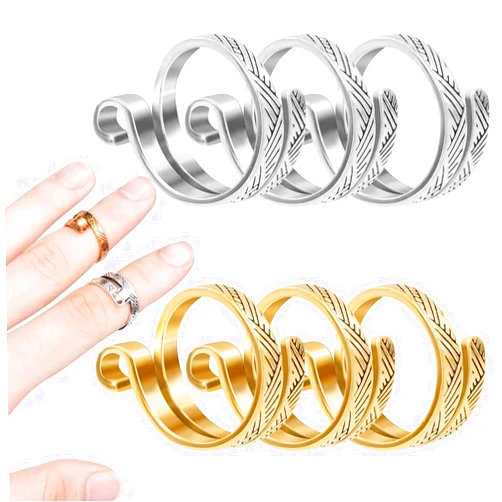 RUIFUU 6Pcs Knitting Crochet Loop Ring for Finger, Adjustable Crochet Tension Ring, Crochet Accessories Crochet Ring Yarn Tension Ring, Knitting Crochet Craft Accessories Tools, Christmas Gifts for Women