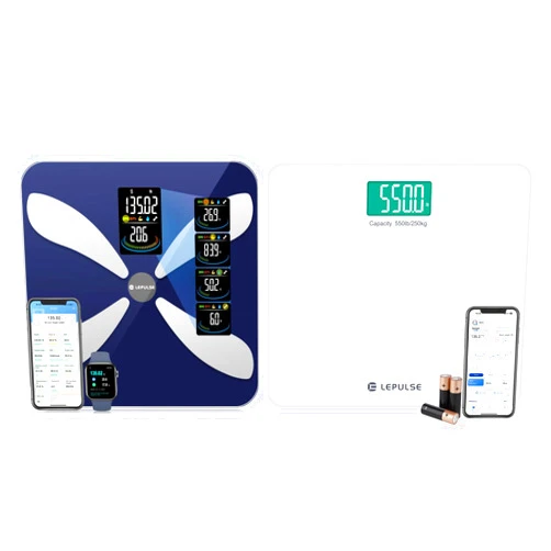 Lepulse Smart Scale for Body Weight and Fat - LEPULSE Weight Scale with Large 7 in 1 Display, 550 lb Digital Bathroom Smart Scales BMI Weights Scale 13 inch Platform