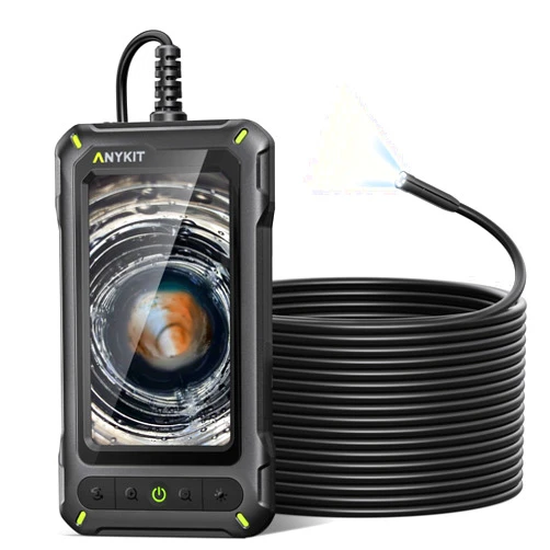 Anykit Borescope Inspection Camera with Light, Industrial Endoscope Camera with 4.3” HD Screen, Waterproof Digital Snake Camera, Semi-Rigid Cable Bore Scope for Pipe, Engine, Inside Wall, Duct (33 FT)