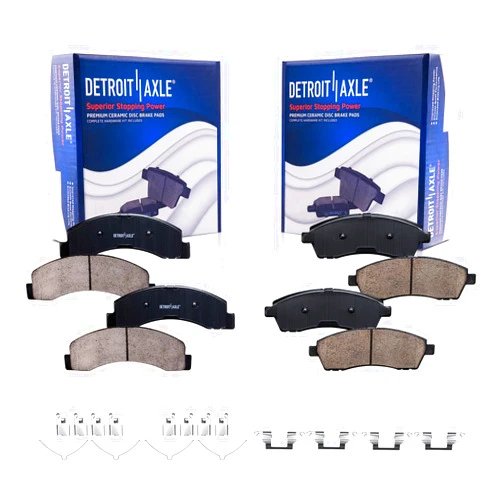 Detroit Axle - Brake Pads for 1999-2004 Ford F-250 F-350 Super Duty 2000-2005 Ford Excursion, 4pc Front & Rear Ceramic Brake Pads Set Replacement