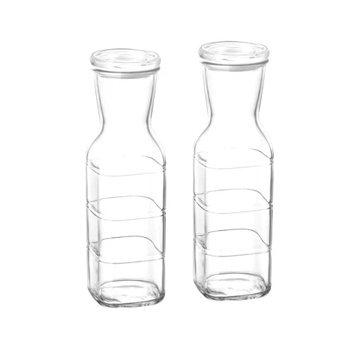 Bormioli Rocco Set of 2 Frigoverre Future 33.75 Oz. All Glass Pitcher With Airtight Lid, Made From Durable Glass, Dishwasher Safe, Made In Italy.