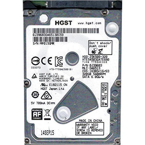 Hitachi HGST Travelstar Z5K500 HTE545032A7E680 - hard drive - 320 GB - SATA 6Gb/s - By NETCNA