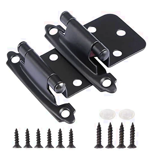 KIW Kitchen Cabinet Hinges Matte Black Cabinet Hinges Black Hinges for Cabinet Doors Old Self Closing Cabinet Hinges 6 Pack 1/2