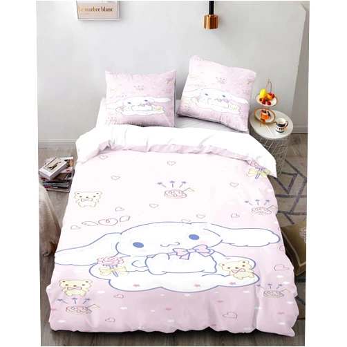 QDXZPFCGA Girls 3 Piece Japanese Cute Cartoon Dog Bedding Duvet Cover Set with Zipper 3D Digital Printed Duvet Cover Set Anime Bedding Teenagers & Kids Bedding (1 Duvet Cover & 2 Pillow Cases)-Queen