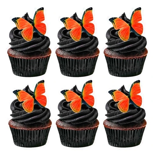 VCGUDOE Butterfly Cake Decorations Butterfly Cupcake Toppers Butterfly Decorations Happy Birthday Cake Toppers Edible Cake Decorating Supplies Wafer Paper Cake Toppers for Wedding