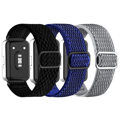 VOMA Elastic Nylon Bands Compatible with Samsung Galaxy Fit 3, Breathable Adjustable Stretchy Nylon Replacement Straps Wristbands for Galaxy Fit3 SM-R390 Watch Women Men