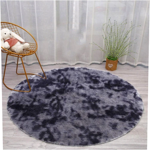 Boddenly Round Rug for Bedroom, Ultra Soft Fluffy Furry Circle Rug, for Bedside Floor Mat Area Rug Plush Sofa Cover Throw Rug for Bedroom, Children Room Decor Plush Rug, 31.5 x 31.5 Inch 31.5x31.5Inch/80x80CM Dark Grey - Round