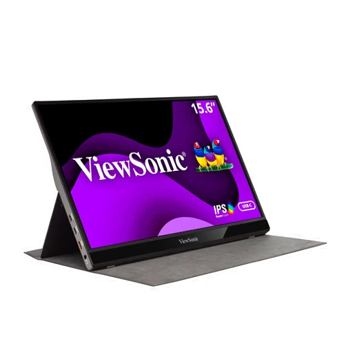 ViewSonic VG1655 15.6 Inch 1080p Portable Monitor with 2 Way Powered 60W USB C, IPS, Eye Care, Dual Speakers, Built-in Stand with Magnetic Cover