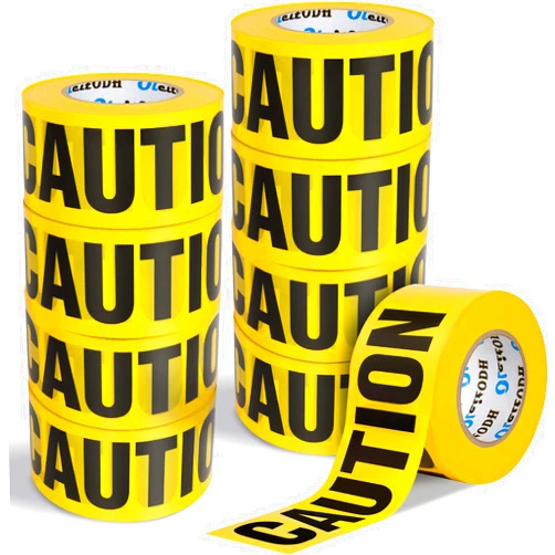Oleitodh Yellow Caution Tape 9 Pack, 3inch x 1000 ft, Halloween Decoration Party Tape Bulk, Waterproof Construction Warning Safety Tape for Danger/Hazardous Area, Barricade Harzard Tape