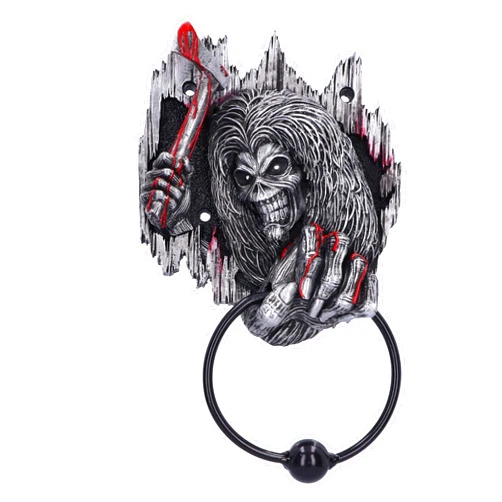 Nemesis Now Iron Maiden Killers Door Knocker 21.5cm, Resin, Silver, Officially Licensed Iron Maiden Merch, Eddie Door Knocker, Weighted Metal Ring, Cast in The Finest Resin, Expertly Hand-Painted