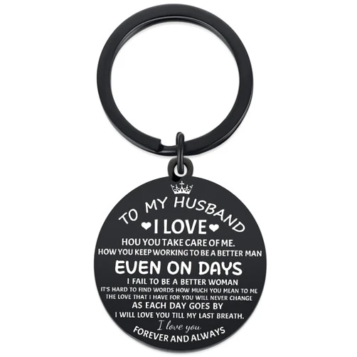Aesnefe to My Husband Keychain from Wife I Love You Gift for Hubby Spouse Valentines Day Keyring Gifts for Him Men Jewelry for Anniversary Engagement Wedding Birthday Christmas