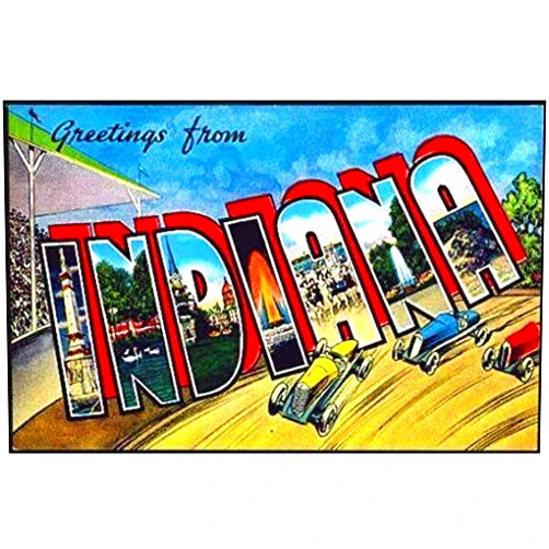 Digi Magnets Magnet 3x5 inch Vintage Greetings from Indiana Sticker (Old Postcard Art Logo in) Magnetic Magnet Vinyl Sticker
