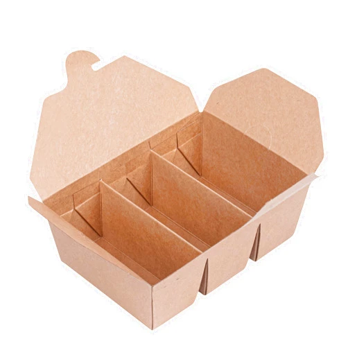 Restaurantware-Sustain 7.5 x 5.5 x 2 Inch Taco Containers, 100 Sustainable Taco Boxes - 3 Compartments, PLA Lining, Kraft Paper Taco Shell Containers, Tab-Lock Lid, For Cold Foods