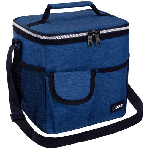 OPUX Insulated Lunch Bag for Men Women, Leakproof Heather Navy Lunch Box for Work, Portable Soft Lunch Cooler Bag with Shoulder Strap, Adult Lunchbox Lunch Pail for Kid Boy Girl School, 18 Can/10L