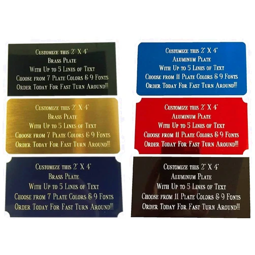 Generic Custom Personalized Name Plates, Solid Brass Engraved Plaque, Aluminum Fantasy Sport Plates Engraved/Etched, Identification Tag with Adhesive, Holes for Mounting 1”x3”/1”x4”/2”x4”/2”x6”/3”x6”