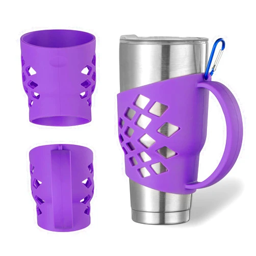 SHTCSZBA Silicone Sleeve Holder for 30 oz Tumblers, Silicone Tumbler Sleeve Holder for Yeti Rambler/RTIC Tumbler/Corkcicle Tumbler Grip Holder (30oz Purple)