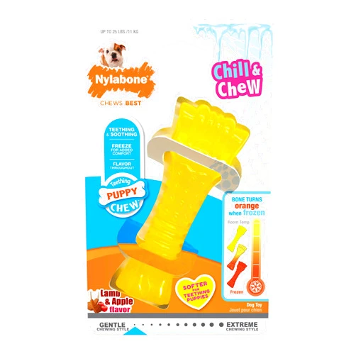 Nylabone Puppy Chew Freezer Toy - Puppy Chew Toy for Teething - Puppy Supplies - Lamb & Apple Flavor, Small/Regular (1 Count)