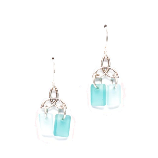 EcoSeaCo Sea Glass Celtic Knot Earrings (Breeze) - Sterling Drop Beach Earrings for Women by EcoSeaCo, using recycled and sustainable material. Handmade in the USA