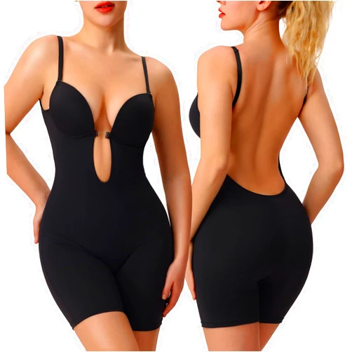 Slimers Backless Shapewear Strapless Bodysuit - Low Back Women Body Shaper : Slimming Built In Bra With Plunge
