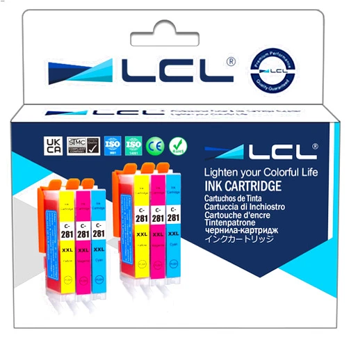 LCL Compatible CLI-281XXL 281 XXL Ink Cartridge Replacement for Canon PIXMA TR7520 TR8520 TS6320 TS6120 TS6220 TS8120 TS8220 TS9120 TS9520 TS9521C Printer (6-Pack 2Cyan 2Magenta 2Yellow)