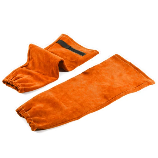 QeeLink Leather Welding Work Sleeves for Men&Women - Heat&Flame Resistant Arm Protection with Kevlar Stitching and Cotton Lining