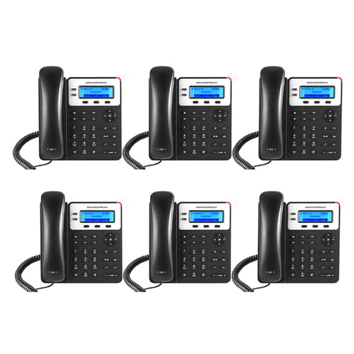 Grandstream GXP1620, 2 SIP acct., SMB IP Phone 3-way, Multi-language Bundle of 6