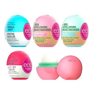 eos Shea Lip Balm, Lip Care to Moisturize Dry Lips, Sustainably-Sourced Ingredients, 5 Count, Pack of 5