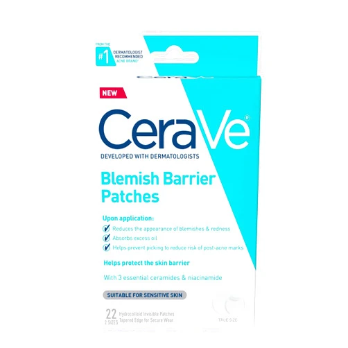 CeraVe Hydrocolloid Blemish Patches, Oil Absorbing Spot Control with Ceramides and Niacinamide, Allergy-Tested & Suitable For Sensitive Skin, Ultra-Thin & Blends Into All Skin Tones, 22ct