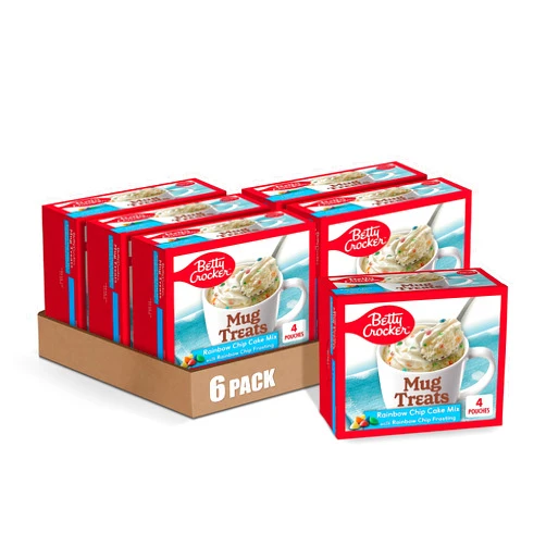 Betty Crocker Mug Treats Rainbow Chip Cake Mix with Frosting, 4 Servings, 13.9 oz. (Pack of 6)